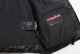 Prada New Classic Couple Red Logo Stand Up Collar Down Vest
