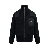 Prada New Classic Triangle Knitted Zipper Sweater Jacket