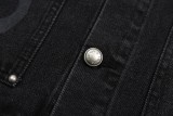 Louis Vuitton New Gradient Logo Printed Water Washed Black Grey Casual Cowboy Coat