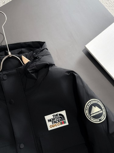 Gucci x The North Face New Fashion Couple Embroidered Logo Hooded Down Jacket