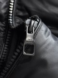 Balenciaga New Classic Unisex Logo Stand Up Leather Down Jacket
