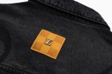 Louis Vuitton New Gradient Logo Printed Water Washed Black Grey Casual Cowboy Coat