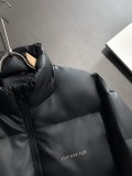 Balenciaga New Classic Unisex Logo Stand Up Leather Down Jacket