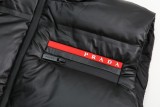 Prada New Classic Couple Red Logo Stand Up Collar Down Vest
