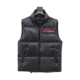 Prada New Classic Couple Red Logo Stand Up Collar Down Vest