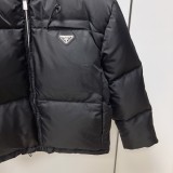Prada New Classic Triangle Logo Casual Zipper Hooded Down Jacket Coat Breadm