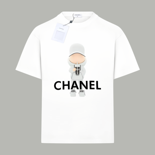 Chanel New Fashion Doll Logo Printed Short Sleeve Couple Casual Loose T-shirt