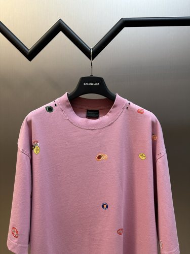 Balenciaga New Fruit Label Printed Short Sleeve High Street Piercing Casual T-shirt