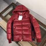 Moncler New Classic Couple Logo Color Contrasting Hooded Thick Down Breadjacket