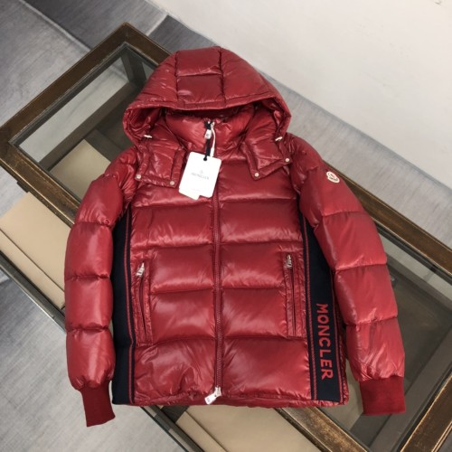 Moncler New Classic Couple Logo Color Contrasting Hooded Thick Down Breadjacket