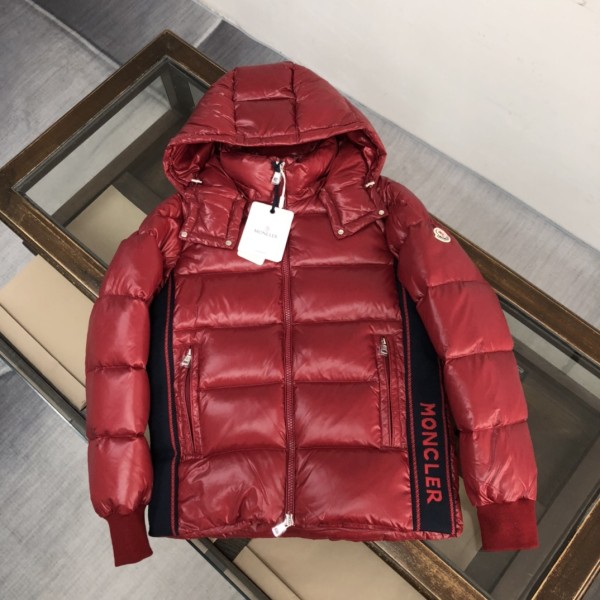 Moncler New Classic Couple Logo Color Contrasting Hooded Thick Down Breadjacket