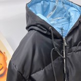 Prada New Classic Triangle Logo Casual Zipper Hooded Down Jacket Coat Breadm