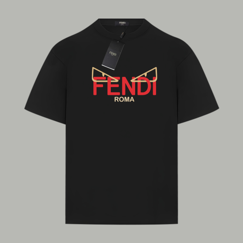 Fendi New Classic Red Monster Logo Printed Short Sleeve Couple Casual Loose T-shirt