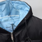 Prada New Classic Triangle Logo Casual Zipper Hooded Down Jacket Coat Breadm