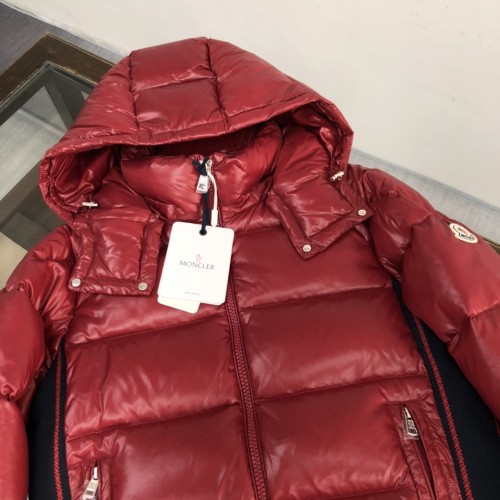 Moncler New Classic Couple Logo Color Contrasting Hooded Thick Down Breadjacket
