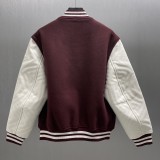Louis Vuitton New Classic Embroidered Cowhide Leather Wool Baseball Jacket