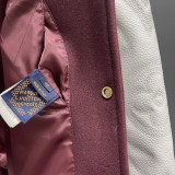 Louis Vuitton New Classic Embroidered Cowhide Leather Wool Baseball Jacket