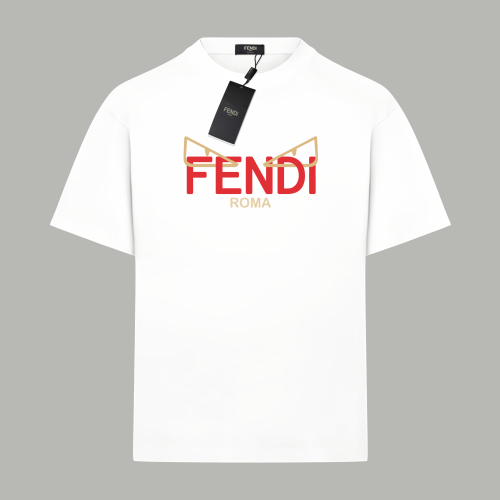 Fendi New Classic Red Monster Logo Printed Short Sleeve Couple Casual Loose T-shirt
