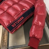 Moncler New Classic Couple Logo Color Contrasting Hooded Thick Down Breadjacket