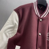 Louis Vuitton New Classic Embroidered Cowhide Leather Wool Baseball Jacket