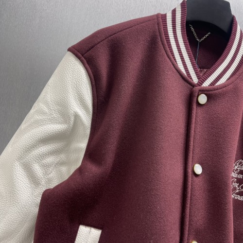 Louis Vuitton New Classic Embroidered Cowhide Leather Wool Baseball Jacket