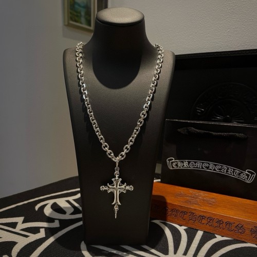 Chrome Hearts Classic Retro Cross Skull Pendant Necklace