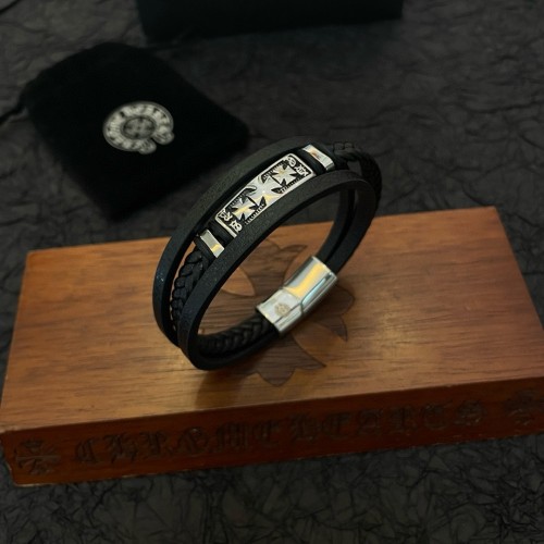 Chrome Hearts Classic Retro Punk Style Leather Rope Bracelet
