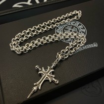 Chrome Hearts Classic Retro Cross Skull Pendant Necklace