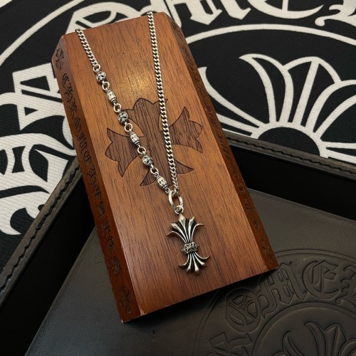 Chrome Hearts Classic Retro Phoenix Tail Cross Pendant Necklace