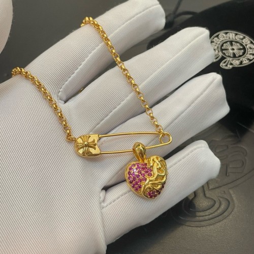Chrome Hearts Classic Retro Love Vine Flower Pin Pendant Necklace