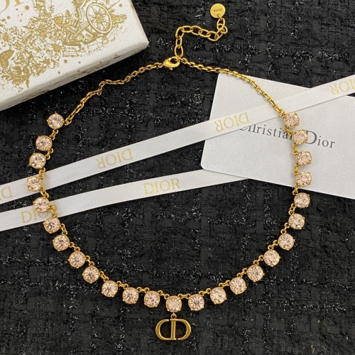 Dior New Fashion Retro Pink Diamond Necklace