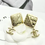Chanel New Diamond AB Double Pattern Double C Earrings