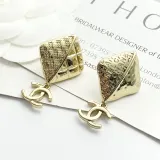 Chanel New Diamond AB Double Pattern Double C Earrings