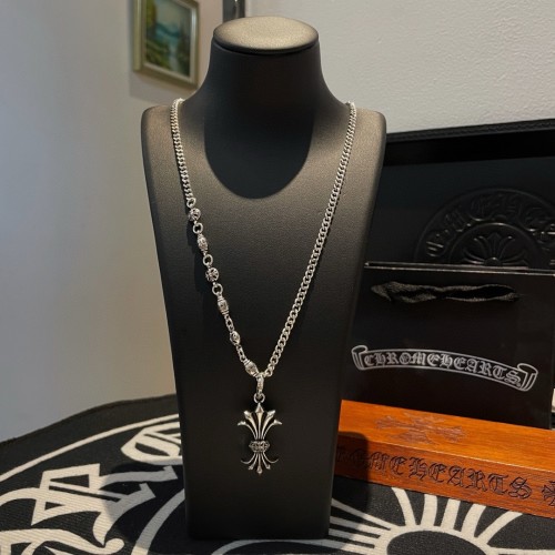 Chrome Hearts Classic Retro Phoenix Tail Cross Pendant Necklace