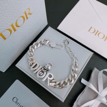 Dior New Classic Couple Retro Punk Style Silver Bracelet