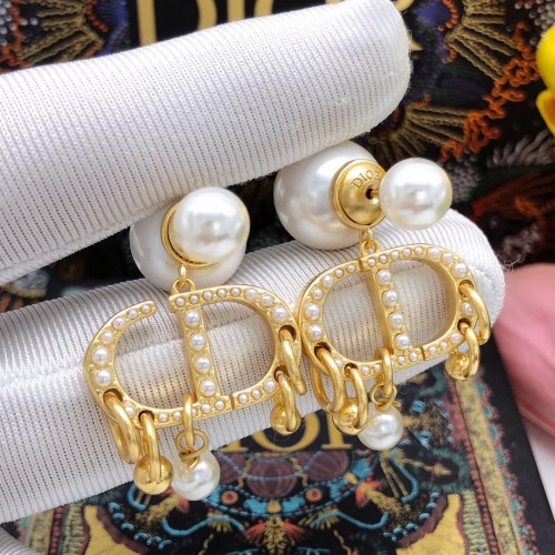 Dior New Fashion CD Size Pearl tassel Earrings