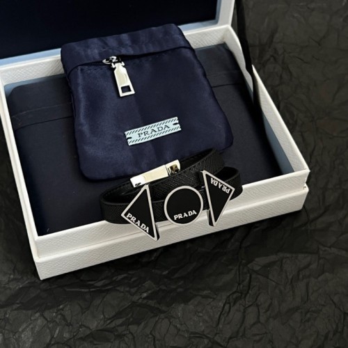 Prada New Fashion Dual Leather Bracelet Necklace