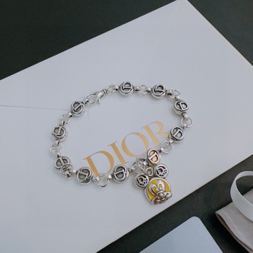 Dior New Classic Couple Retro Punk Style Silver Bracelet