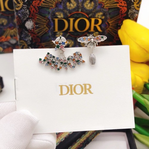 Dior New Fashion Asymmetric Bee Star Set Diamond Earrings