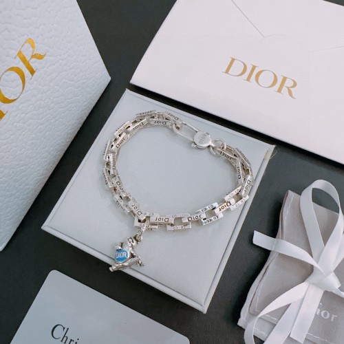 Dior New Classic Couple Retro Punk Style Silver Bracelet