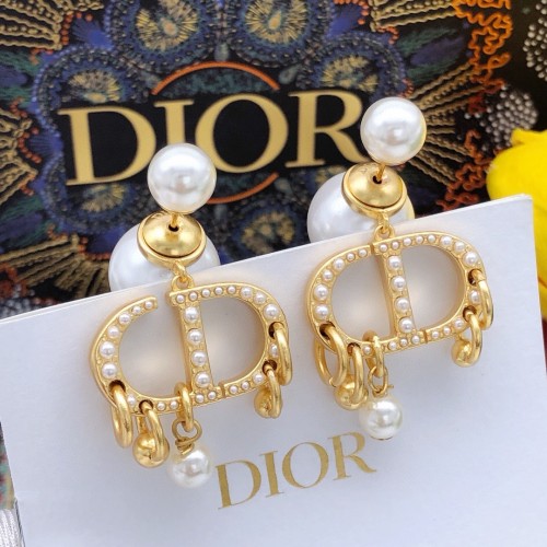 Dior New Fashion CD Size Pearl tassel Earrings