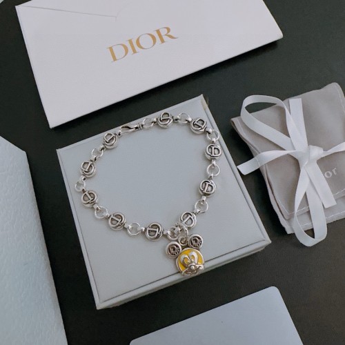 Dior New Classic Couple Retro Punk Style Silver Bracelet