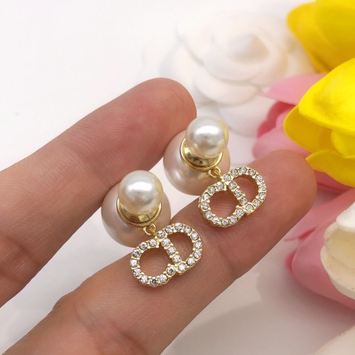 Dior New Fashion Diamond CD Pendant Earrings