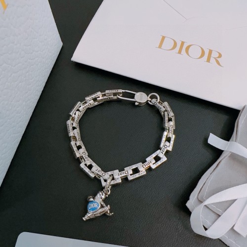 Dior New Classic Couple Retro Punk Style Silver Bracelet