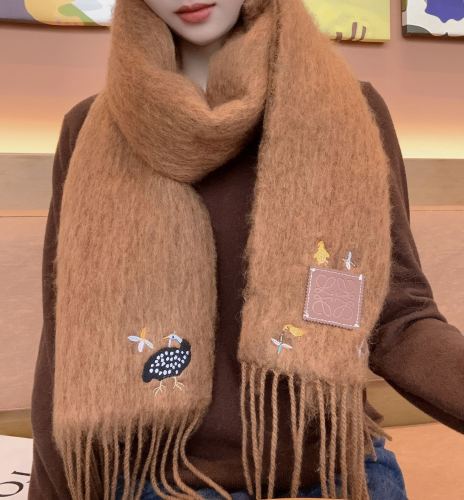 Loewe New Fashion Super Soft Embroidered Mohair Scarf Size: 23x180 CM