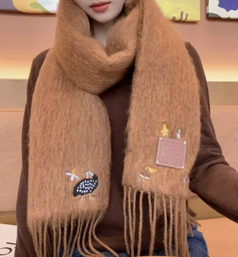 Loewe New Fashion Super Soft Embroidered Mohair Scarf Size: 23x180 CM