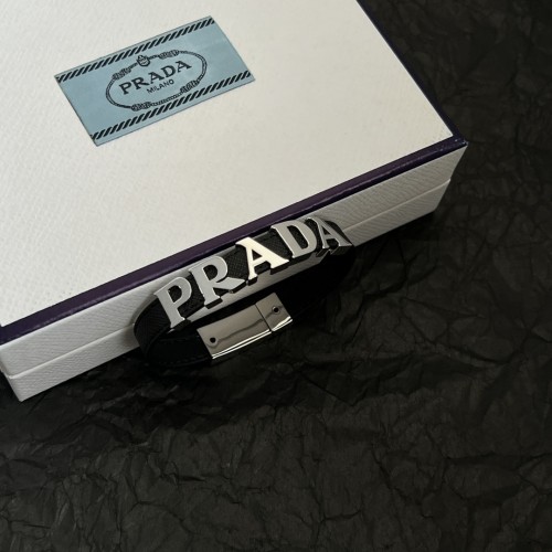 Prada New Fashion Elegant Letter Logo Leather Bracelet 19CM