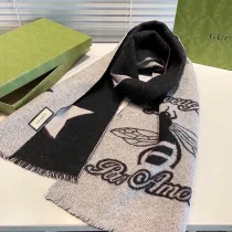 Gucci Couple Classic Bee Double G Jacquard Double Sided Scarf Size: 32x180 CM
