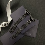 Prada New Fashion Explosive Tassel Chain Triangle Earrings