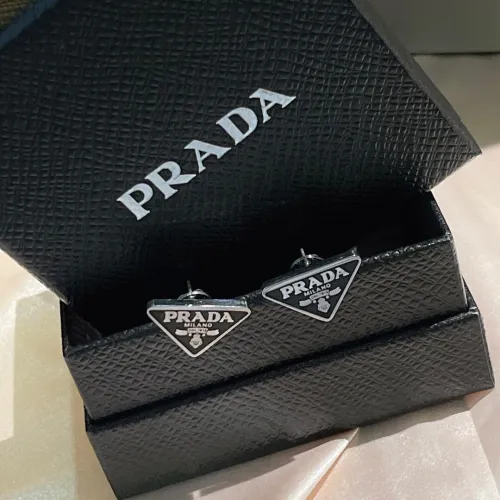 Prada New Fashion Versatile Triangle Logo Earrings